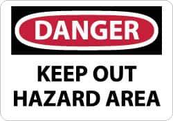 NMC - "Danger - Keep Out - Hazard Area", 20" Long x 28" Wide, Rigid Plastic Safety Sign - Rectangle, 0.05" Thick, Use for Accident Prevention - USA Tool & Supply