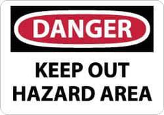 NMC - "Danger - Keep Out - Hazard Area", 10" Long x 14" Wide, Pressure-Sensitive Vinyl Safety Sign - Rectangle, 0.004" Thick, Use for Accident Prevention - USA Tool & Supply