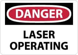NMC - "Danger - Laser Operating", 10" Long x 14" Wide, Aluminum Safety Sign - Rectangle, 0.04" Thick, Use for Accident Prevention - USA Tool & Supply