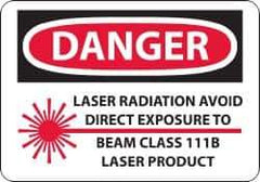 NMC - "Danger - Laser Radiation - Avoid Direct Exposure to Beam - Class 111b Laser Product", 10" Long x 14" Wide, Aluminum Safety Sign - Rectangle, 0.04" Thick, Use for Accident Prevention - USA Tool & Supply