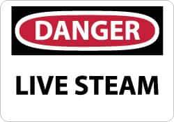 NMC - "Danger - Live Steam", 10" Long x 14" Wide, Rigid Plastic Safety Sign - Rectangle, 0.05" Thick, Use for Accident Prevention - USA Tool & Supply