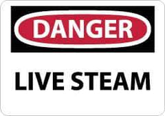 NMC - "Danger - Live Steam", 10" Long x 14" Wide, Aluminum Safety Sign - Rectangle, 0.04" Thick, Use for Accident Prevention - USA Tool & Supply