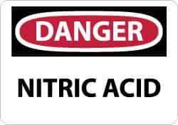 NMC - "Danger - Nitric Acid", 10" Long x 14" Wide, Pressure-Sensitive Vinyl Safety Sign - Rectangle, 0.004" Thick, Use for Hazardous Materials - USA Tool & Supply