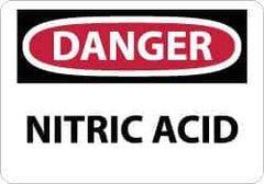 NMC - "Danger - Nitric Acid", 10" Long x 14" Wide, Pressure-Sensitive Vinyl Safety Sign - Rectangle, 0.004" Thick, Use for Hazardous Materials - USA Tool & Supply