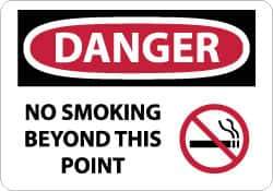 NMC - "Danger - No Smoking Beyond This Point", 10" Long x 14" Wide, Rigid Plastic Safety Sign - Rectangle, 0.05" Thick, Use for Accident Prevention - USA Tool & Supply