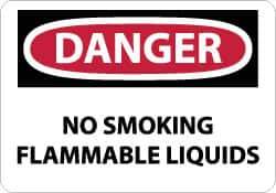 NMC - "Danger - No Smoking - Flammable Liquids", 10" Long x 14" Wide, Pressure-Sensitive Vinyl Safety Sign - Rectangle, 0.004" Thick, Use for Accident Prevention - USA Tool & Supply