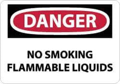 NMC - "Danger - No Smoking - Flammable Liquids", 10" Long x 14" Wide, Pressure-Sensitive Vinyl Safety Sign - Rectangle, 0.004" Thick, Use for Accident Prevention - USA Tool & Supply