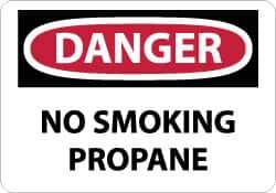 NMC - "Danger - No Smoking - Propane", 10" Long x 14" Wide, Rigid Plastic Safety Sign - Rectangle, 0.05" Thick, Use for Accident Prevention - USA Tool & Supply