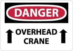 NMC - "Danger - Overhead Crane", 10" Long x 14" Wide, Aluminum Safety Sign - Rectangle, 0.04" Thick, Use for Accident Prevention - USA Tool & Supply