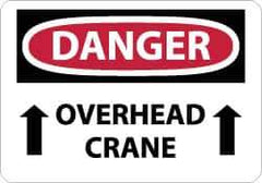 NMC - "Danger - Overhead Crane", 10" Long x 14" Wide, Aluminum Safety Sign - Rectangle, 0.04" Thick, Use for Accident Prevention - USA Tool & Supply