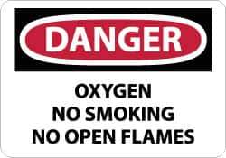 NMC - "Danger - Oxygen, No Smoking, No Open Flames", 10" Long x 14" Wide, Rigid Plastic Safety Sign - Rectangle, 0.05" Thick, Use for Accident Prevention - USA Tool & Supply