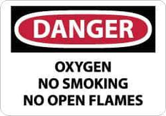 NMC - "Danger - Oxygen, No Smoking, No Open Flames", 10" Long x 14" Wide, Rigid Plastic Safety Sign - Rectangle, 0.05" Thick, Use for Accident Prevention - USA Tool & Supply