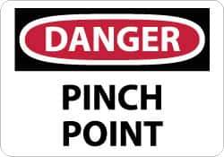 NMC - "Danger - Pinch Point", 10" Long x 14" Wide, Aluminum Safety Sign - Rectangle, 0.04" Thick, Use for Accident Prevention - USA Tool & Supply