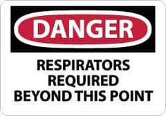NMC - "Danger - Respirators Required Beyond This Point", 10" Long x 14" Wide, Rigid Plastic Safety Sign - Rectangle, 0.05" Thick, Use for Accident Prevention - USA Tool & Supply