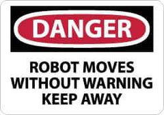 NMC - "Danger - Robot Moves without Warning - Keep Away", 10" Long x 14" Wide, Aluminum Safety Sign - Rectangle, 0.04" Thick, Use for Accident Prevention - USA Tool & Supply