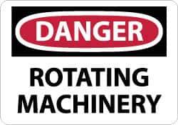 NMC - "Danger - Rotating Machinery", 10" Long x 14" Wide, Aluminum Safety Sign - Rectangle, 0.04" Thick, Use for Accident Prevention - USA Tool & Supply