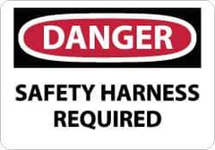 NMC - "Danger - Safety Harness Required", 10" Long x 14" Wide, Aluminum Safety Sign - Rectangle, 0.04" Thick, Use for Accident Prevention - USA Tool & Supply