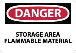 NMC - "Danger - Storage Area - Flammable Material", 10" Long x 14" Wide, Aluminum Safety Sign - Rectangle, 0.04" Thick, Use for Hazardous Materials - USA Tool & Supply
