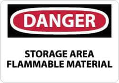 NMC - "Danger - Storage Area - Flammable Material", 10" Long x 14" Wide, Rigid Plastic Safety Sign - Rectangle, 0.05" Thick, Use for Hazardous Materials - USA Tool & Supply