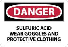 NMC - "Danger - Sulfuric Acid - Wear Goggles and Protective Clothing", 10" Long x 14" Wide, Aluminum Safety Sign - Rectangle, 0.04" Thick, Use for Accident Prevention - USA Tool & Supply