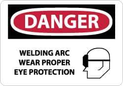 NMC - "Danger - Welding Arc Wear Proper Eye Protection", 10" Long x 14" Wide, Aluminum Safety Sign - Rectangle, 0.04" Thick, Use for Accident Prevention - USA Tool & Supply