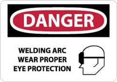 NMC - "Danger - Welding Arc Wear Proper Eye Protection", 10" Long x 14" Wide, Pressure-Sensitive Vinyl Safety Sign - Rectangle, 0.004" Thick, Use for Accident Prevention - USA Tool & Supply