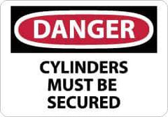 NMC - "Danger - Cylinders Must Be Secured", 10" Long x 14" Wide, Aluminum Safety Sign - Rectangle, 0.04" Thick, Use for Accident Prevention - USA Tool & Supply