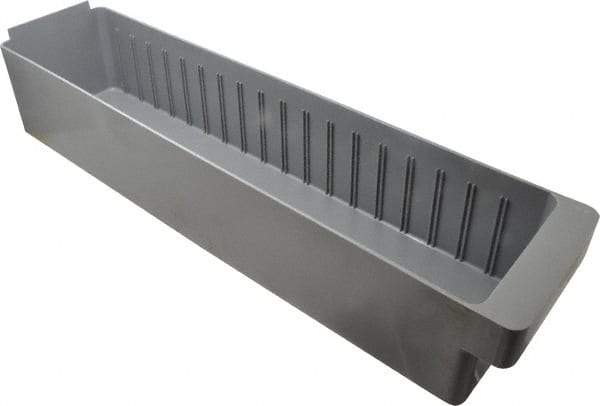 Quantum Storage - 23-7/8" Deep, Gray High-Impact Polystyrene Drawer Bin - 4-5/8" High x 5-9/16" Wide x 23-7/8" Long - USA Tool & Supply