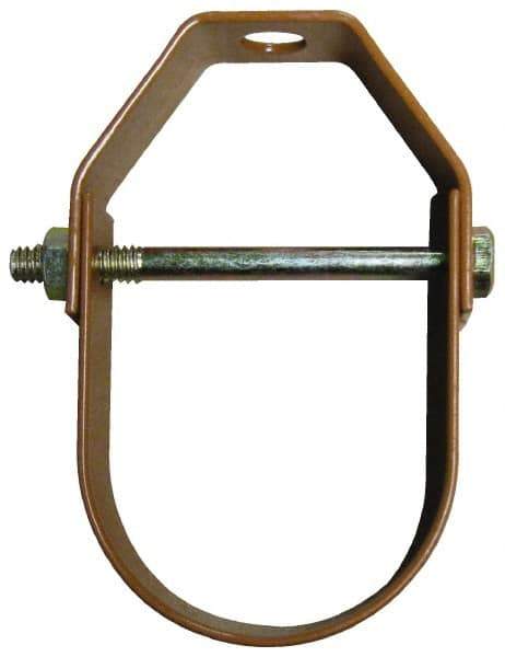 Empire - 1-1/4" Pipe, 3/8" Rod, Carbon Steel Adjustable Clevis Hanger - Copper Plated - USA Tool & Supply