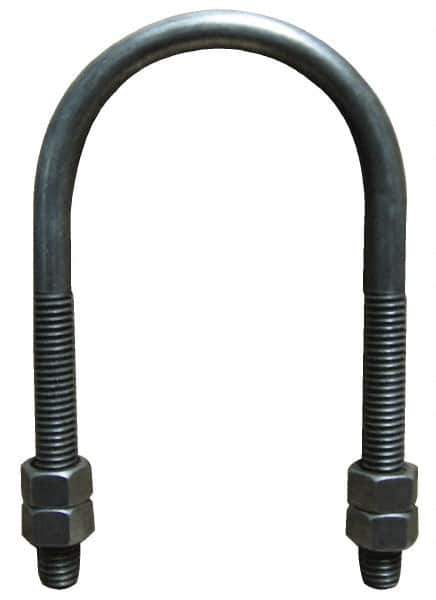Empire - 7/8-9 UNC, 13-3/4" Long, Round U Bolt Clamp with No Mount Plate for 12" Pipe - 4-1/4" Thread Length, 9-5/8" Wide, Steel - USA Tool & Supply