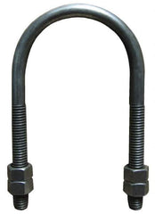 Empire - 7/8-9 UNC, 13-3/4" Long, Round U Bolt Clamp with No Mount Plate for 12" Pipe - 4-1/4" Thread Length, 9-5/8" Wide, Steel - USA Tool & Supply