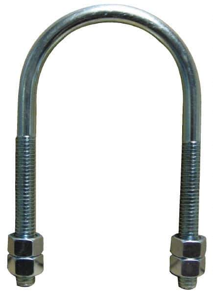Empire - 7/8-9 UNC, 13-3/4" Long, Round U Bolt Clamp with No Mount Plate for 12" Pipe - 4-1/4" Thread Length, 9-5/8" Wide, Steel - USA Tool & Supply