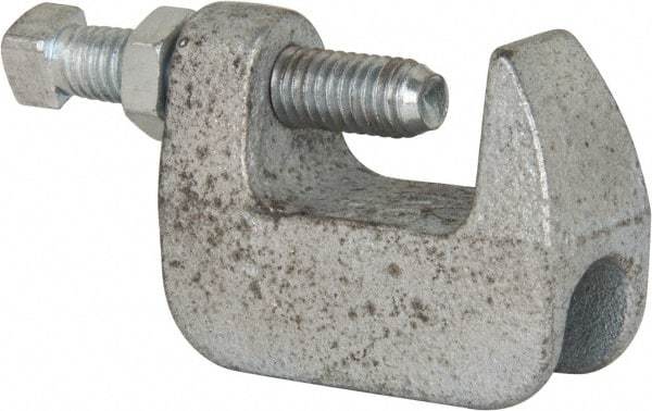 Empire - 1-1/4" Max Flange Thickness, 3/8" Rod Wide Jaw Top Beam Clamp - 400 Lb Capacity, Ductile Iron - USA Tool & Supply