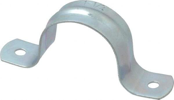 Empire - 1-1/2 Pipe, Carbon Steel, Galvanized Pipe, Conduit or Tube Strap - 2 Mounting Holes - USA Tool & Supply