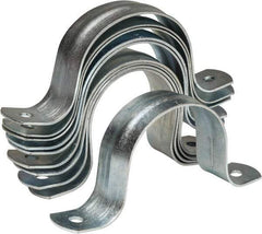 Empire - 2 Pipe, Carbon Steel, Galvanized Pipe, Conduit or Tube Strap - 2 Mounting Holes - USA Tool & Supply