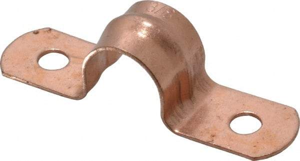 Empire - 3/8 Pipe, Carbon Steel, Copper Plated Pipe, Conduit or Tube Strap - 2 Mounting Holes - USA Tool & Supply