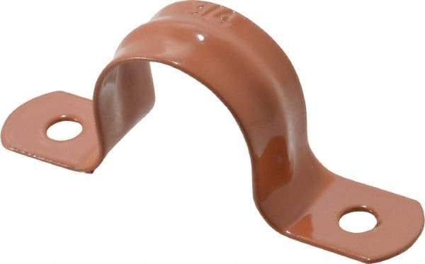 Empire - 3/4 Pipe, Carbon Steel, Copper Plated Pipe, Conduit or Tube Strap - 2 Mounting Holes - USA Tool & Supply