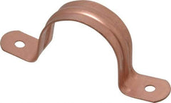 Empire - 1-1/2 Pipe, Carbon Steel, Copper Plated Pipe, Conduit or Tube Strap - 2 Mounting Holes - USA Tool & Supply