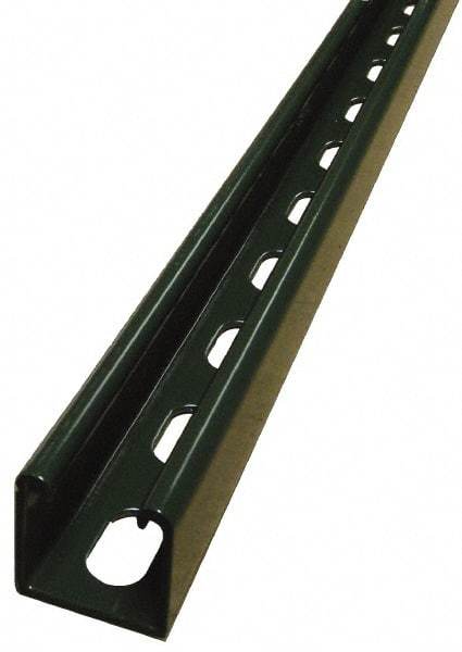 Empire - 10' Long x 1-5/8" Wide x 1-5/8" High, 14 Gauge, Carbon Steel, Punched Framing Channel & Strut - Green Painted - USA Tool & Supply