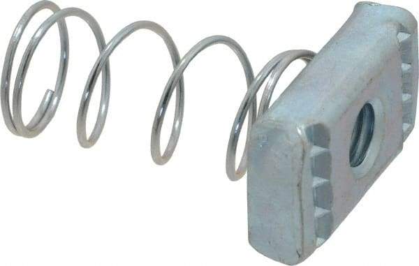 Empire - 3/8" Rod, Electro Galvanized Carbon Steel Spring Strut Nut - Used for Attaching Hanger Rod or Other Accessories to Strut - USA Tool & Supply