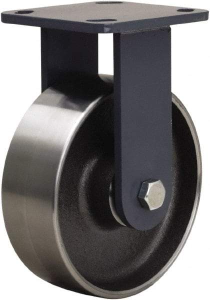 Hamilton - 6" Diam x 2" Wide x 7-1/2" OAH Top Plate Mount Rigid Caster - Forged Steel, 2,000 Lb Capacity, Sealed Precision Ball Bearing, 4 x 4-1/2" Plate - USA Tool & Supply