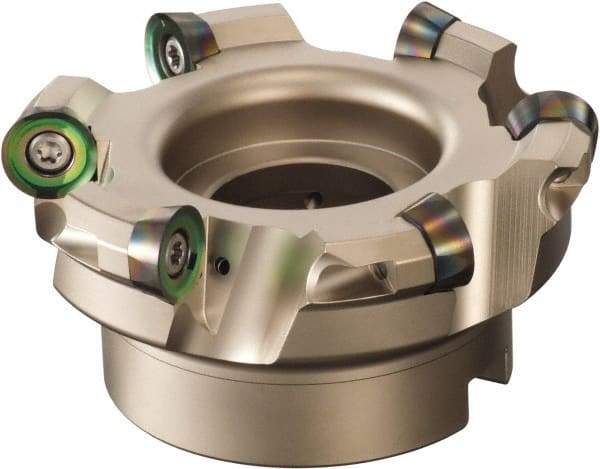 Sumitomo - 4" Cut Diam, 1/2" Max Depth, 1-1/4" Arbor Hole, 6 Inserts, QPMT 8424 Insert Style, Indexable Copy Face Mill - WRCX Cutter Style, 2" High, Series WaveMill - USA Tool & Supply