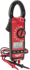 Milwaukee Tool - 2236-20, CAT III, Digital True RMS Clamp Meter with 1.3" Clamp On Jaws - 600 VAC/VDC, 600 AC/DC Amps, Measures Voltage, Capacitance, Continuity, Current, Resistance, Temperature - USA Tool & Supply