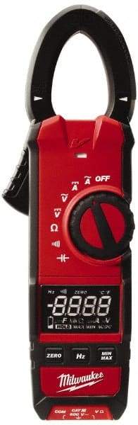 Milwaukee Tool - 2237-20, CAT III, Digital True RMS Clamp Meter with 1.3" Clamp On Jaws - 600 VAC/VDC, 600 AC/DC Amps, Measures Voltage, Capacitance, Continuity, Current, Resistance - USA Tool & Supply