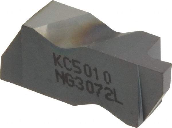 Kennametal - 3072NG Grade KC5010, 1.83mm Cutting Width Carbide Grooving Insert - 2.39mm Max Depth of Cut, Left Hand, 0.19mm Corner Radius, TiAlN Finish - USA Tool & Supply