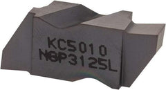 Kennametal - 3125NGP Grade KC5010, 3.18mm Cutting Width Carbide Grooving Insert - 3.81mm Max Depth of Cut, Left Hand, 0.19mm Corner Radius, TiAlN Finish - USA Tool & Supply