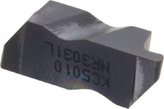 Kennametal - 3031NR Grade KC5010, 1.58mm Cutting Width Carbide Grooving Insert - 2.39mm Max Depth of Cut, Left Hand, 0.79mm Corner Radius, TiAlN Finish - USA Tool & Supply