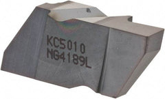 Kennametal - 4189NG Grade KC5010, 4.8mm Cutting Width Carbide Grooving Insert - 6.35mm Max Depth of Cut, Left Hand, 0.57mm Corner Radius, TiAlN Finish - USA Tool & Supply