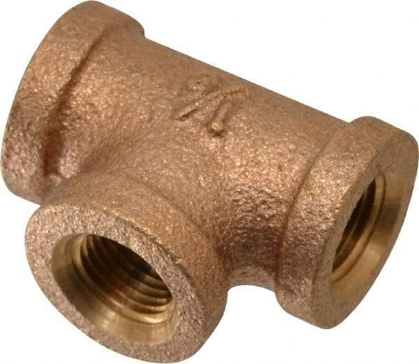 Merit Brass - Class 125, 2" Internal Pipe, Lead Free Brass Tee - FNPT x FNPT x FNPT - USA Tool & Supply