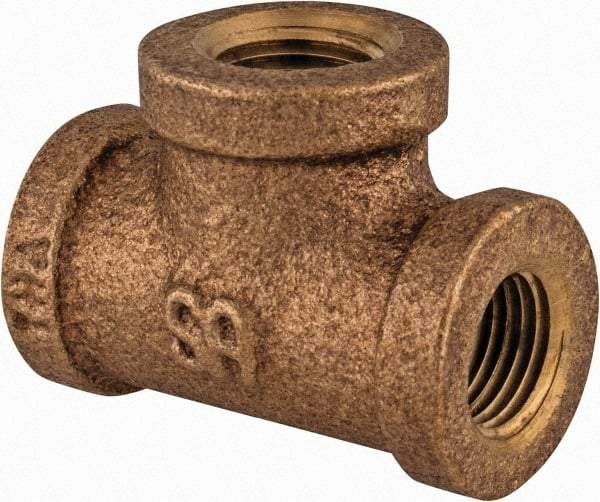 Merit Brass - Class 125, 1-1/4" Internal Pipe, Lead Free Brass Tee - FNPT x FNPT x FNPT - USA Tool & Supply